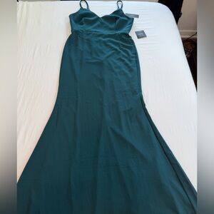 Lulus Formal Dress forest green teal size XL maxi NWT